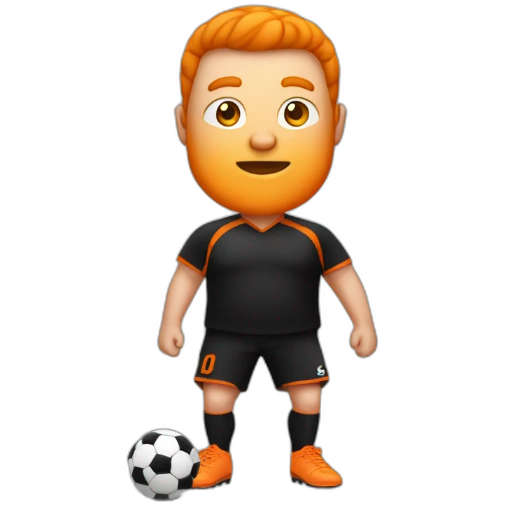 Fat man play soccer orange and black emoji