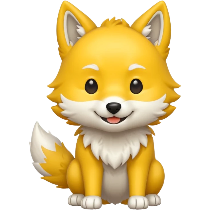 Yellow and white chibi wolf full body emoji