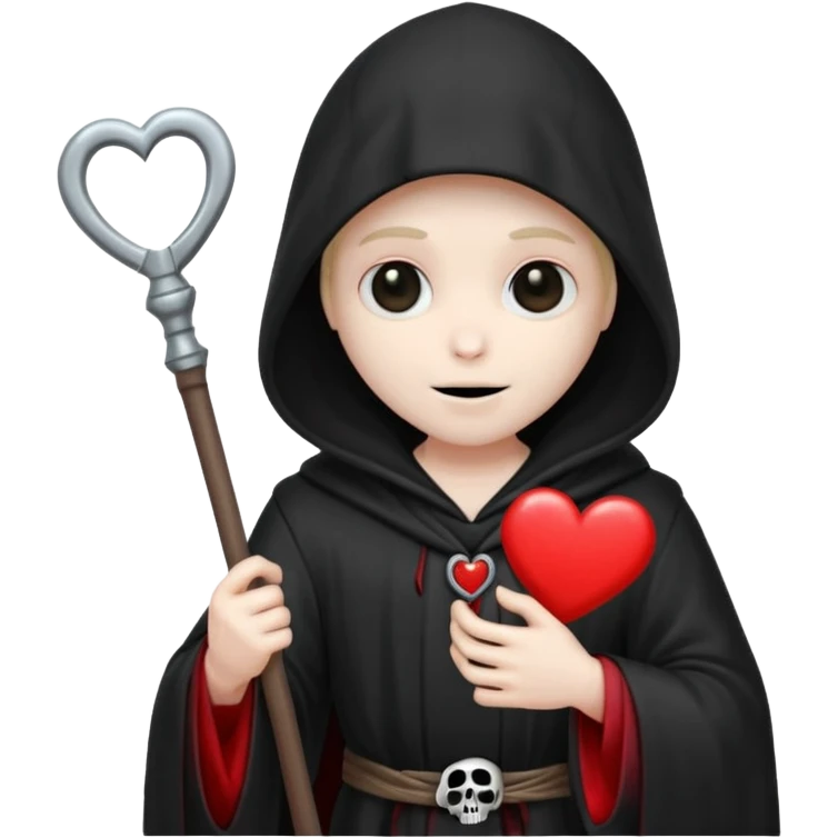 cute grim reaper holding a heart emoji