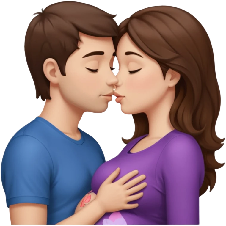 

"Men with more short brown hair and fair skin a pregnant woman with long brown hair and fair skin, kissing."





 emoji