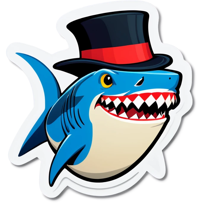 Shark with a top hat emoji