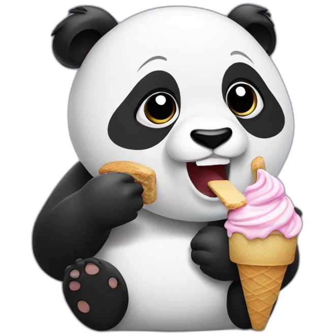 Panda eating ice cream emoji