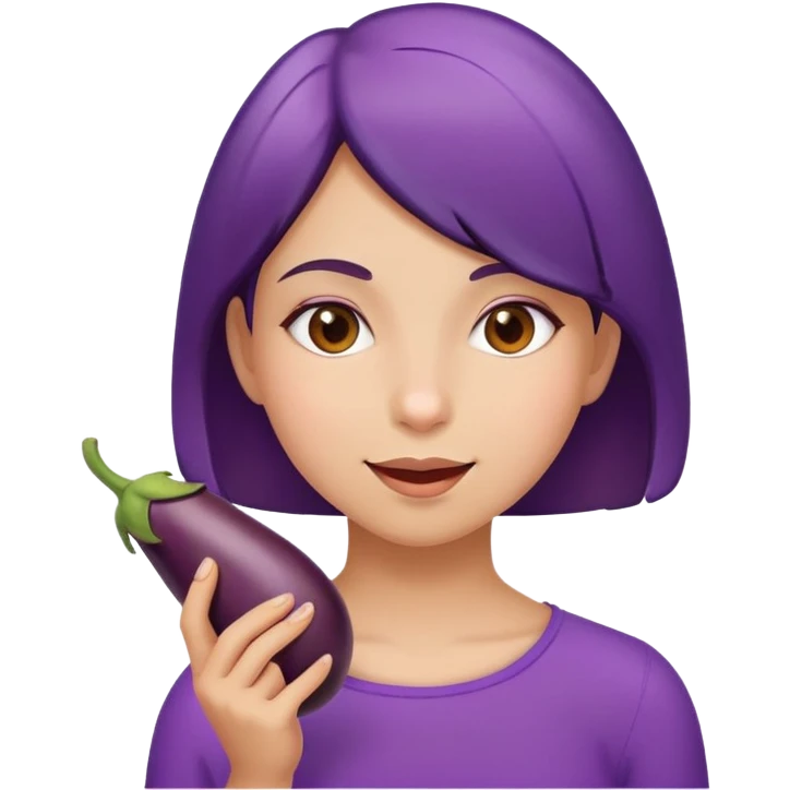 Girl eating eggplant emoji