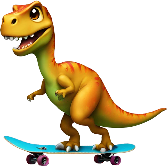 Dinosaur on a skateboard emoji