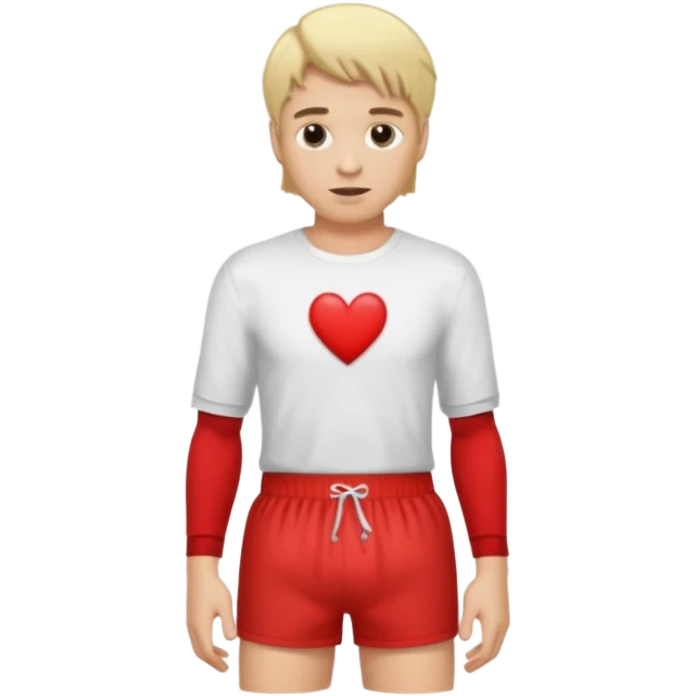 a blonde man with red hearts boxer standing emoji