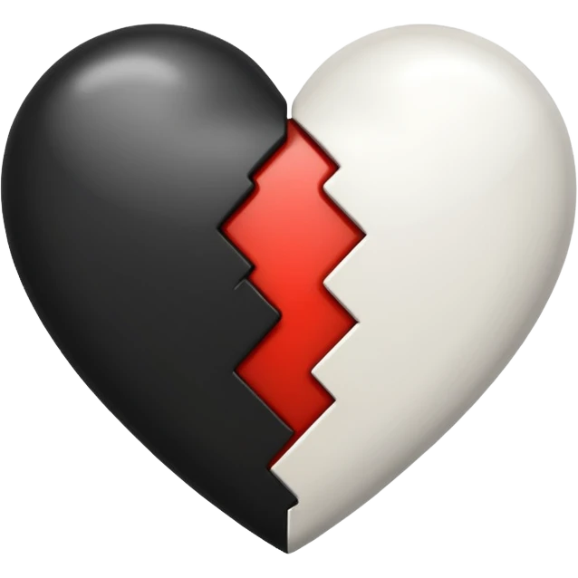 قلب مقسوم نص ابيض ونص اسود emoji