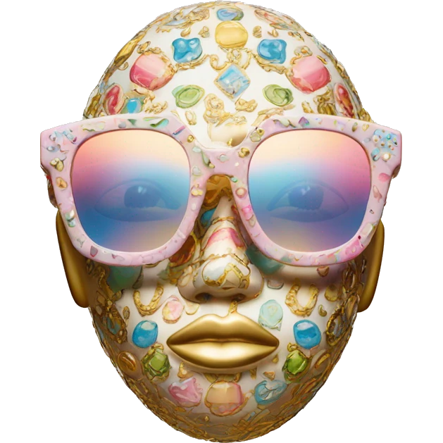 Dolce and Gabbana sunglasses with colourful pastel ornament print and golden detais  emoji