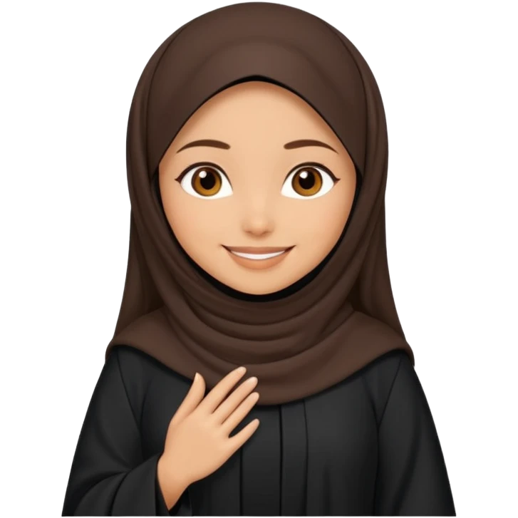 create an emoji of a girl wearing a shayla (شيله) and abaya, brunette girl (her hair shows ofc it is not a hijab) like more of a khaleeji shayla. also she is muslim  emoji