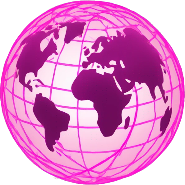 Pink and light pink,  connected network, world globe   emoji