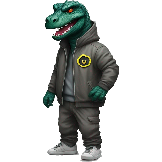 Godzilla dressed like a rapper  emoji