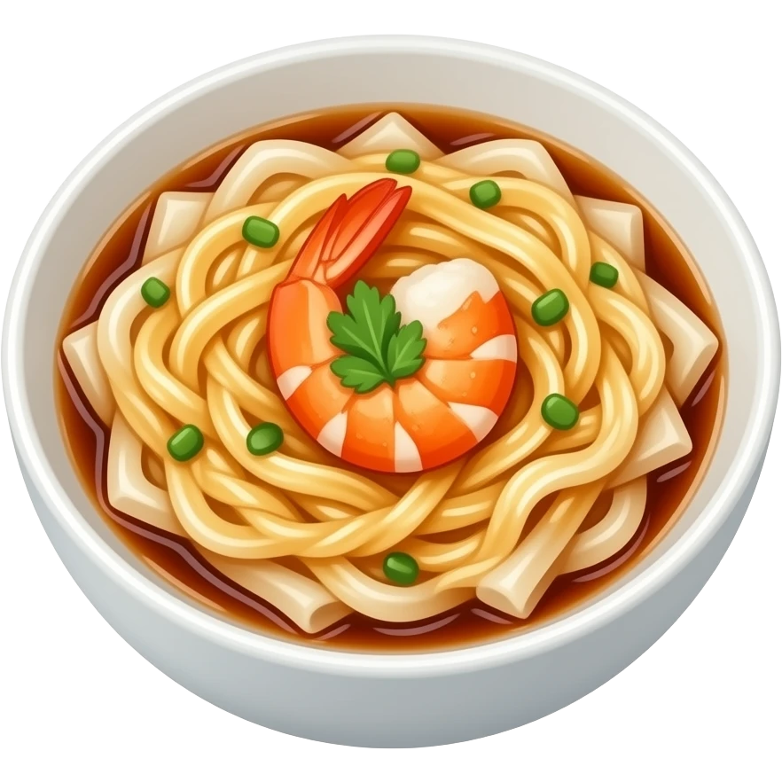 prawn chee cheong fun in soy sauce in bowl emoji