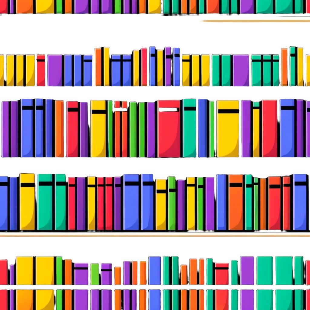 row of books on bookshelf, colorful book spines visible emoji