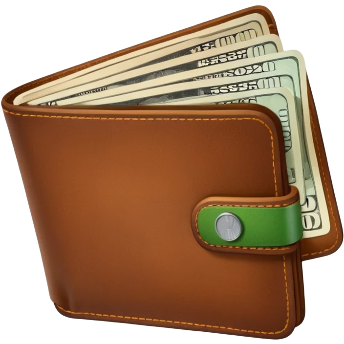portefeuille marron avec pleins de billet et carte bancaire emoji