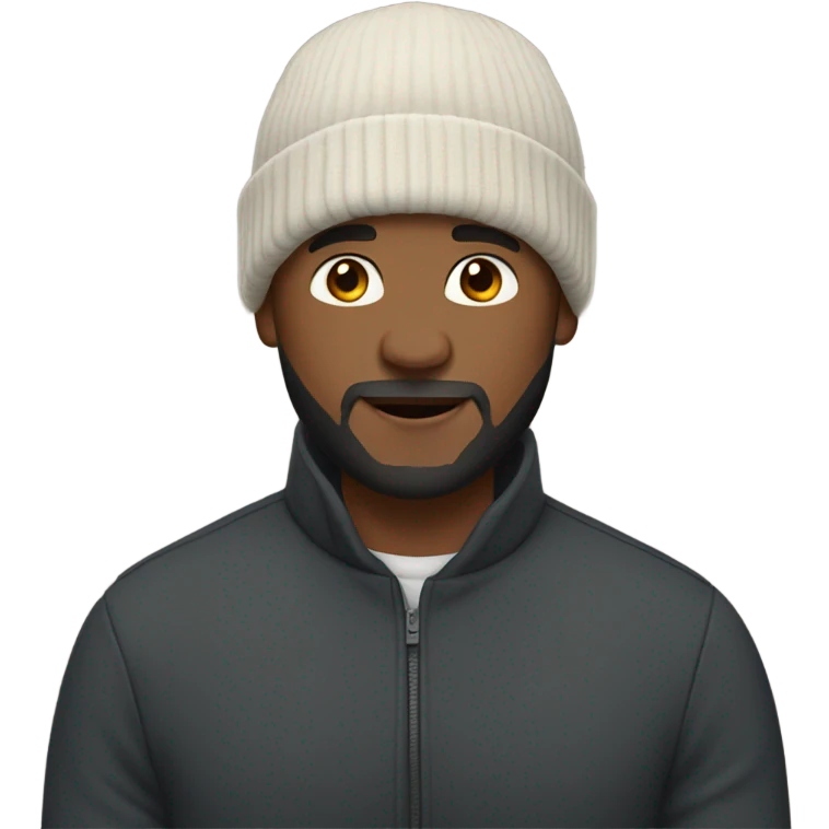 Bald black man with a beard and beanie emoji