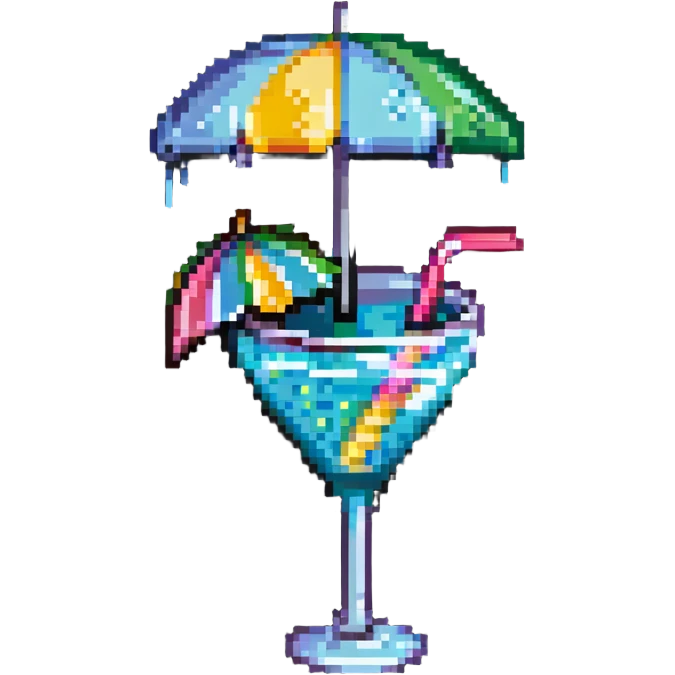 Colorful cocktail with umbrella emoji