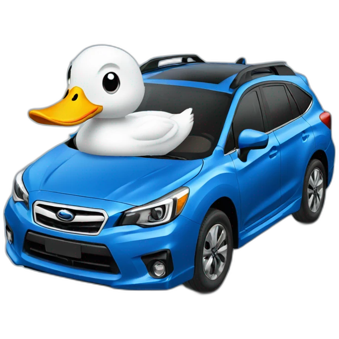 duck driving a blue subaru emoji