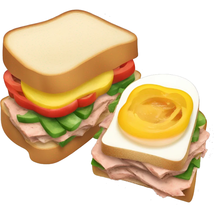 A sandwich with bell peppers, canned tuna, and egg slices emoji