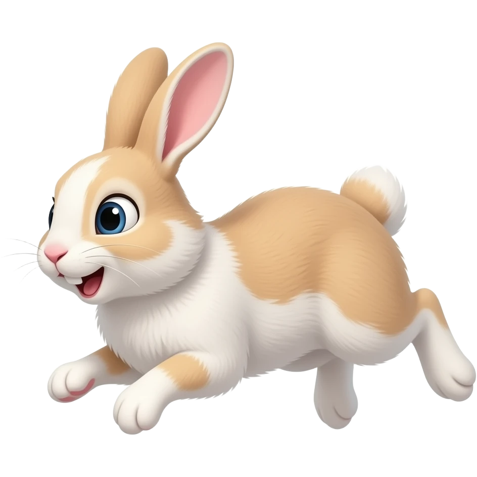Rabbit with four feet on the floor and it's jumping but make it SUPER funny emoji