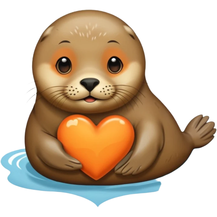 a seal in love with orange heart emoji