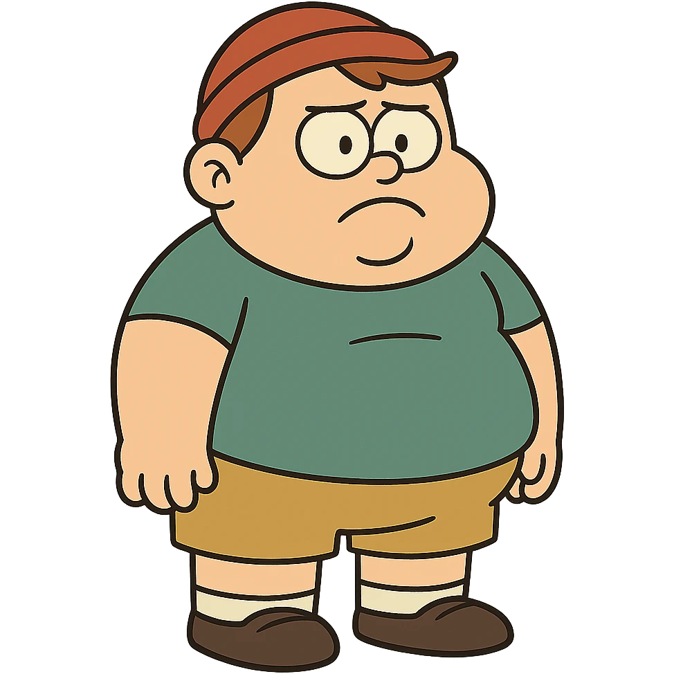 standing fat boy kid, cartoon style emoji