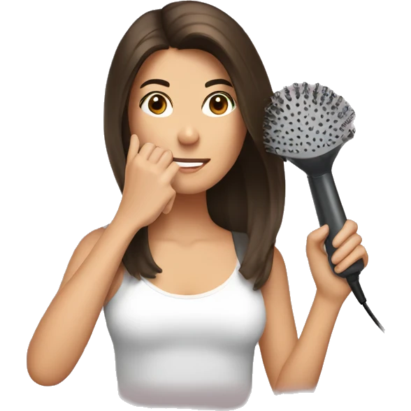 Brunette girl blow drying hair emoji