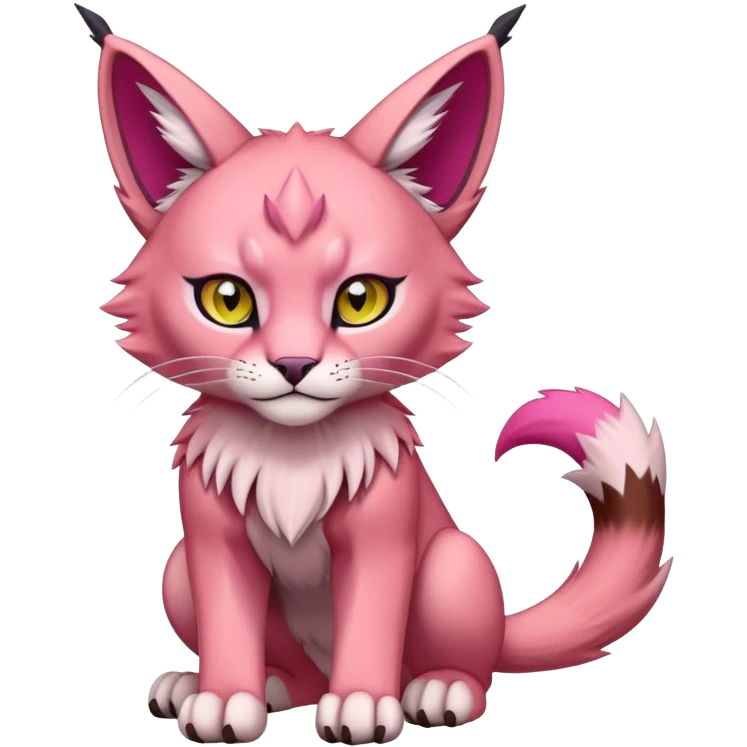 A pink lynx-caracal-fakemon-Digimon-creature-hybrid emoji