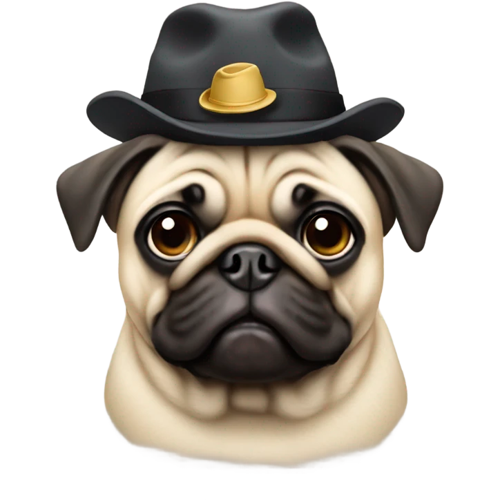 Pug wearing a hat emoji
