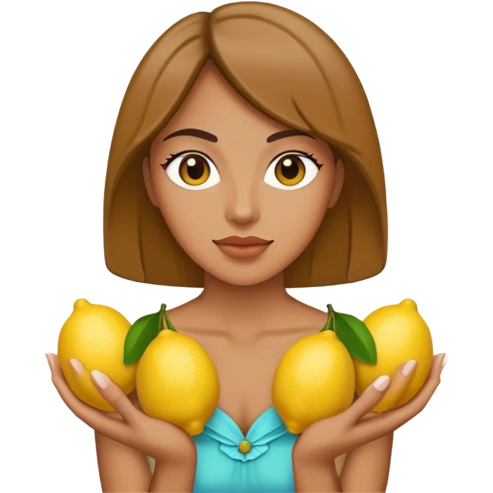 Woman holding lemons in front of her emoji