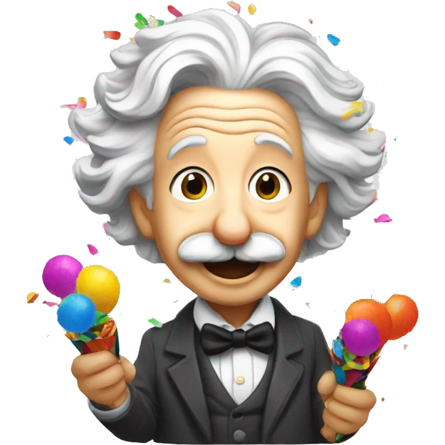 happy albert einstein shooting colorful confetti popper emoji