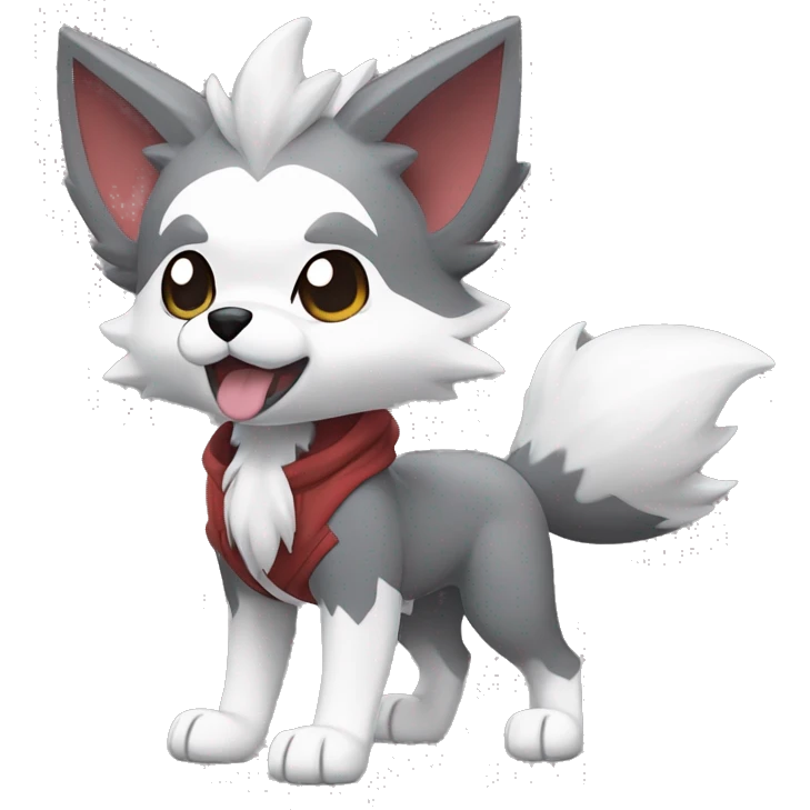 Kawaii Cool Chibi Poochyena-Rocruff-Lycanroc-Pokémon Full Body Detailed High Quality emoji