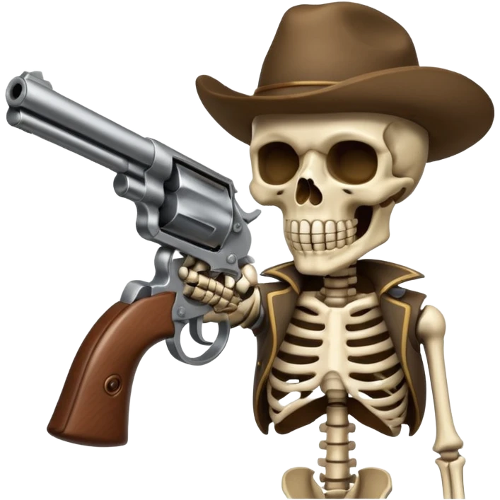 Skeleton shoots in head with revolver emoji