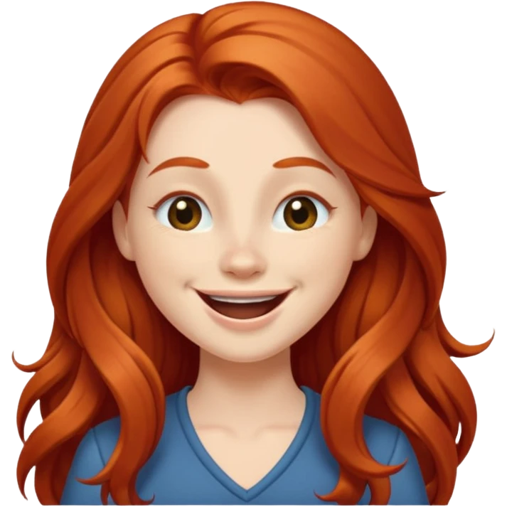 Excited long haired redhead winking emoji