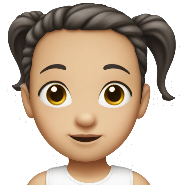 Brown-eyed, white baby with two dark pigtails emoji