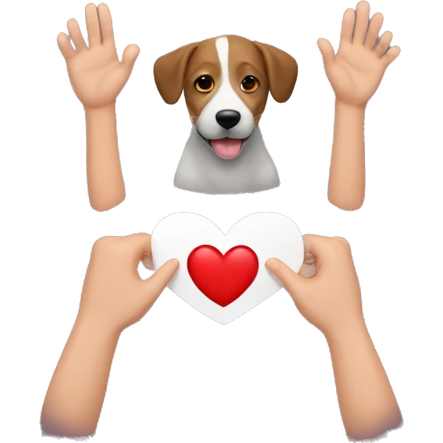 Corazón con manos con perro adentro emoji