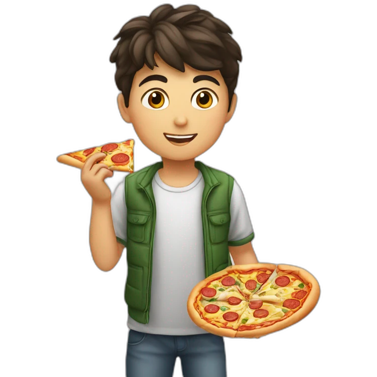 Tajik boy eating pizza emoji