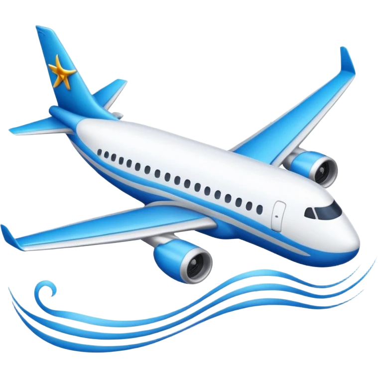 emoji for AsiaLuxe Travel with blue wavy lines as sky or water and a small airplane emoji