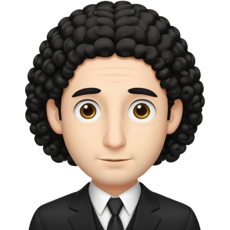 jewish man with a black kippah, black hair, large nose, wearing a black suit with a white shirt, and has curls/peyot hairstyle emoji