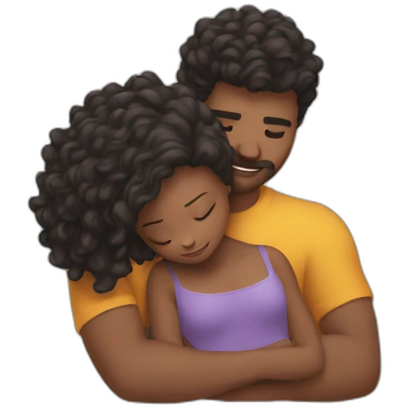 Man lobg hair hugging a girl emoji