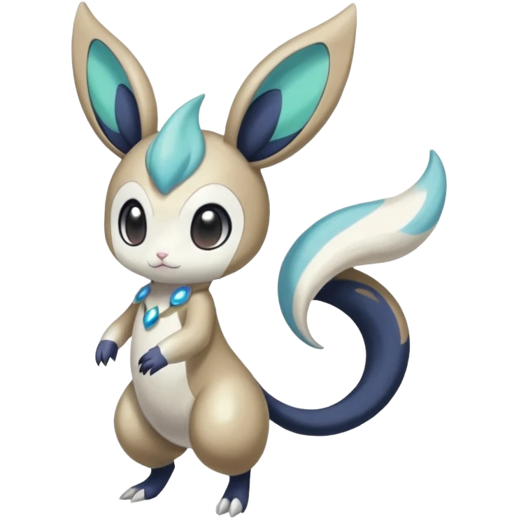 Colorful Skilled Adept Graceful Asian Painted Meloetta-Minccino-Absol-Emolga-Pachirisu-fusion-hybrid-creature (full body) emoji