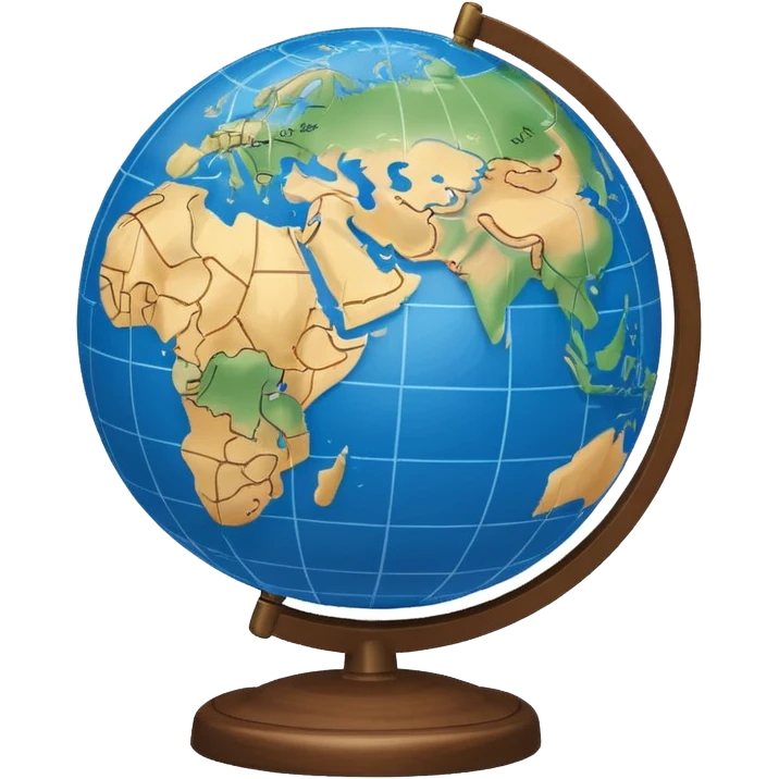 small desktop globe with latitude lines. emoji