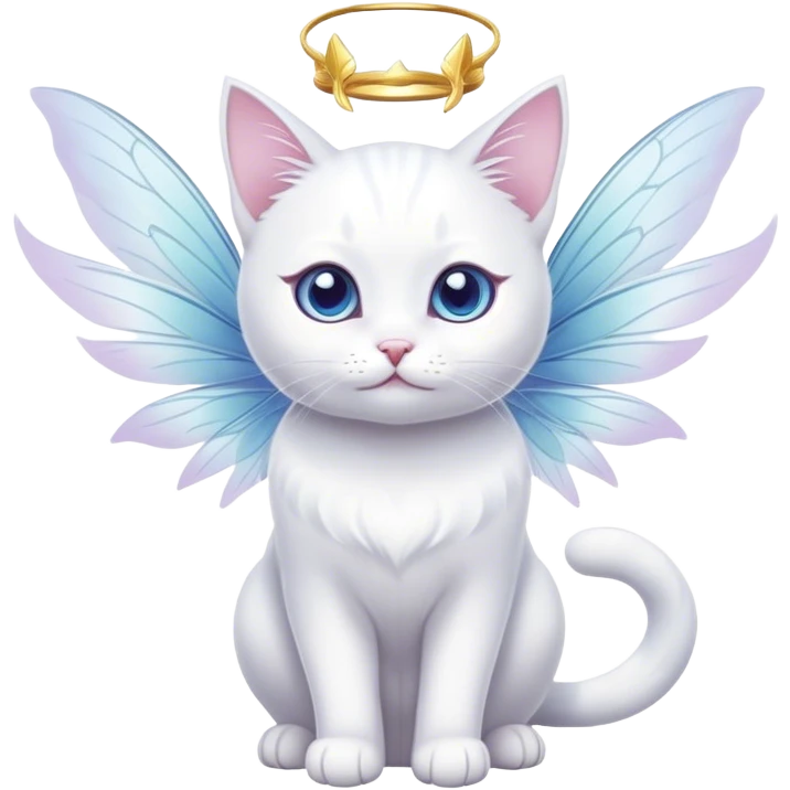 white cat with fairy wings  emoji