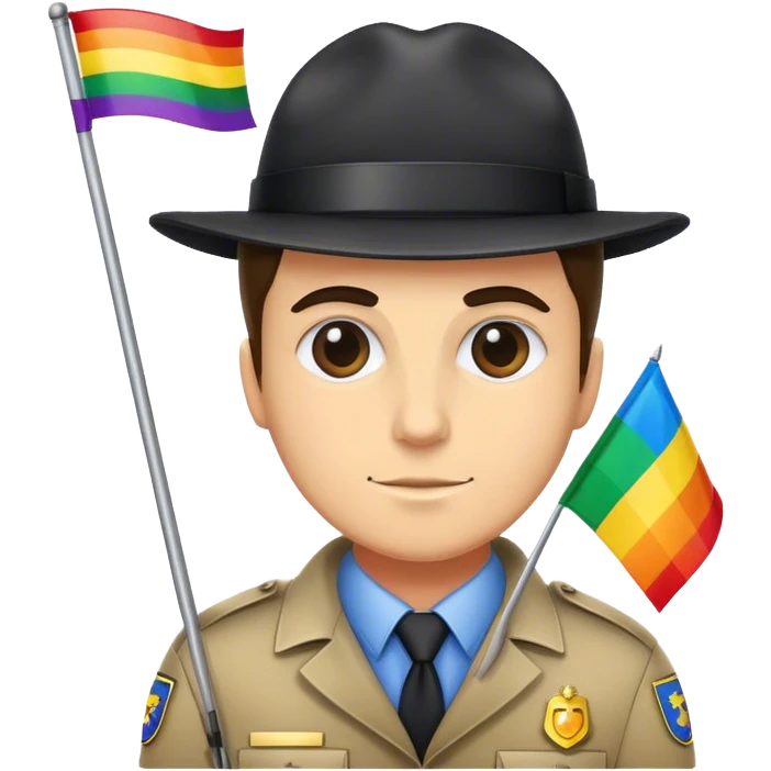 investigator holding pride plag emoji