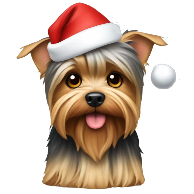 Yorkshire terrier with Santa hat emoji