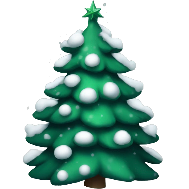 dark green christmas tree with snow emoji