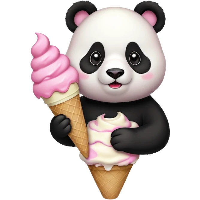 Panda eating ice cream emoji