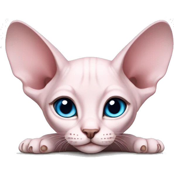 Pink sphinx kitten laying-blue eyes  emoji