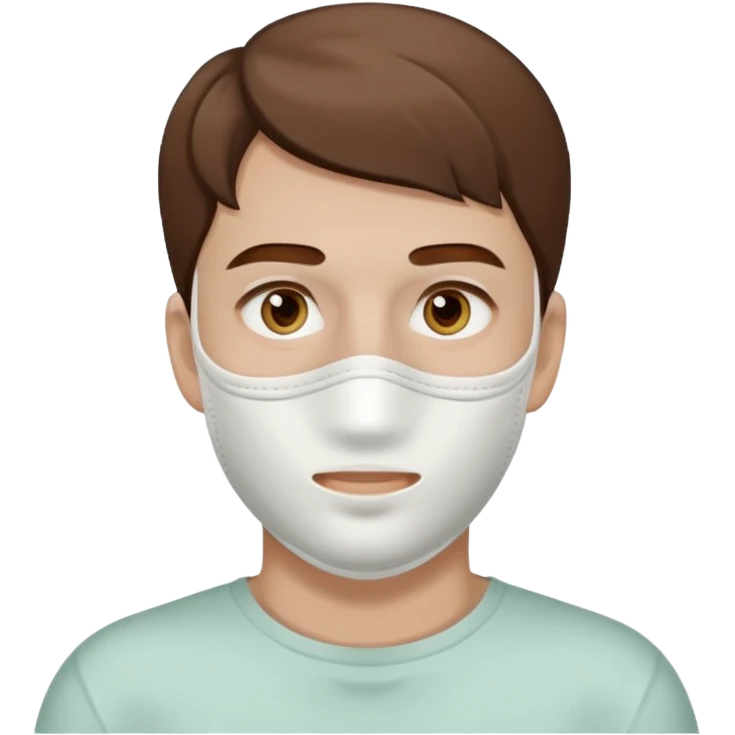 man with white clay face mask on emoji