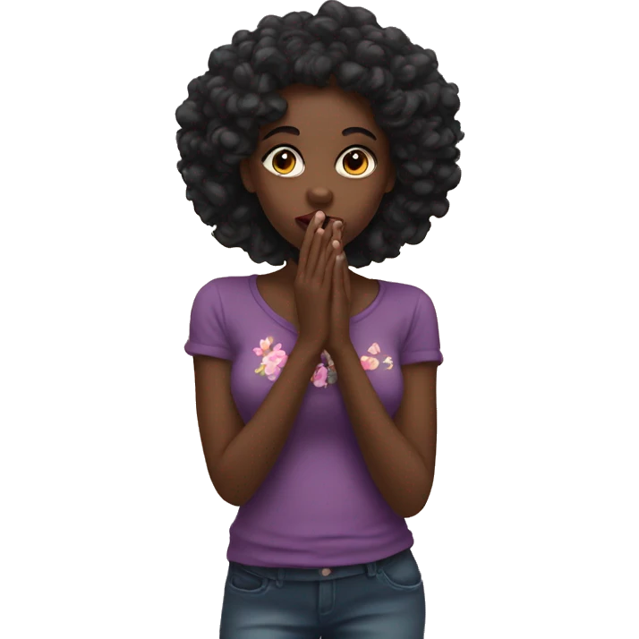 Black girl blowing kisses emoji
