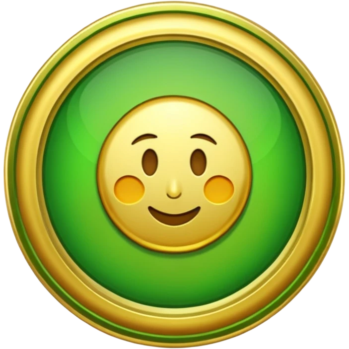 green coin with golden border, emoji style emoji