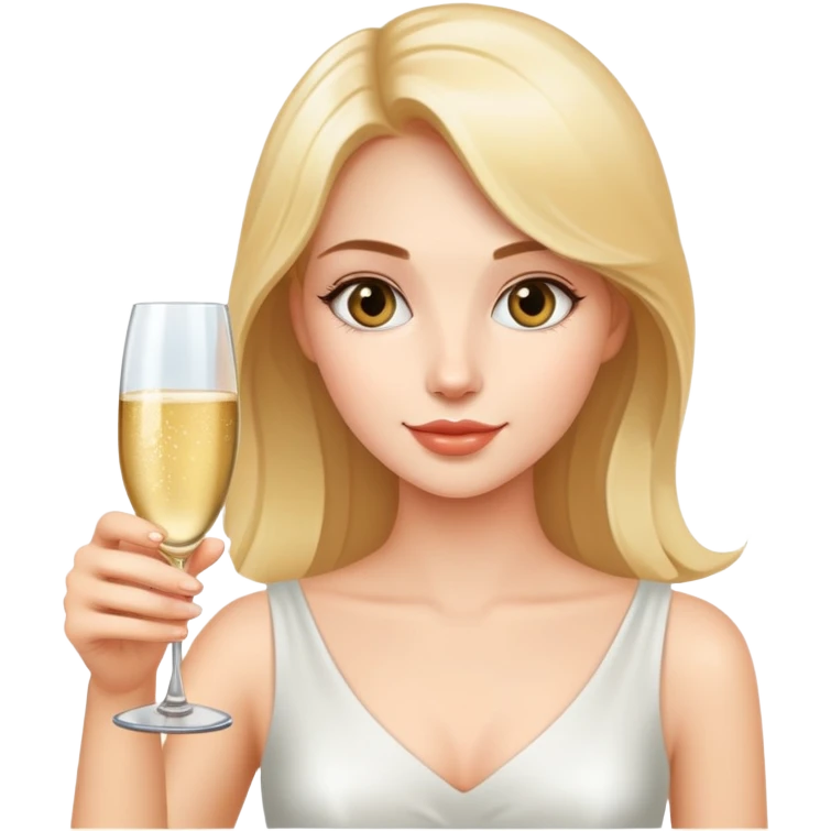 A beautiful girl holds a glass of champagne in one hand emoji